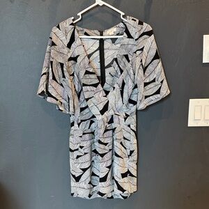 LOFT Black and White Leaf Print Jumpsuit